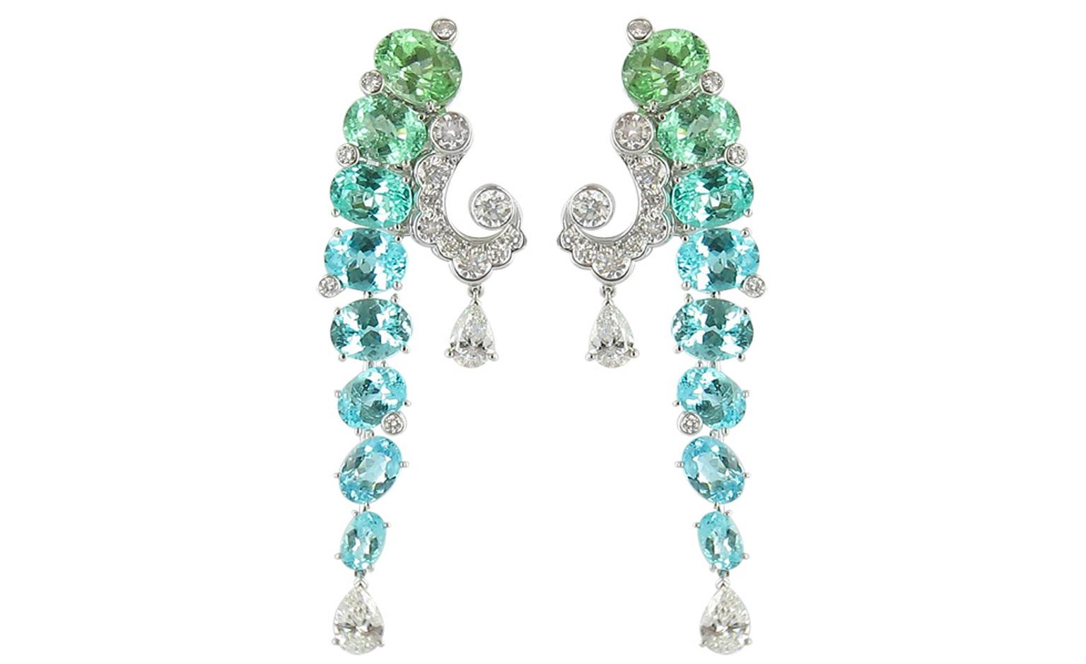 Van Cleef & Arpels Evenor earrings worn by Miranda Richardson at the BAFTAs 2011