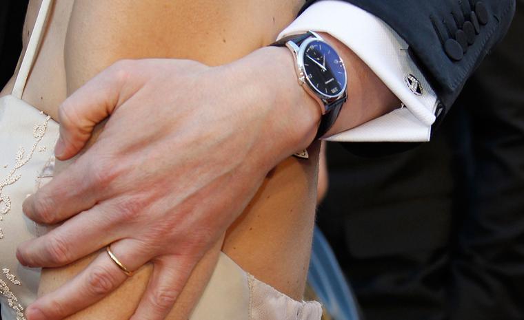 Close up of the the Chopard's L.U.C. XPS white gold watch as worn by Colin Firth to collect his award at the Oscars 2011