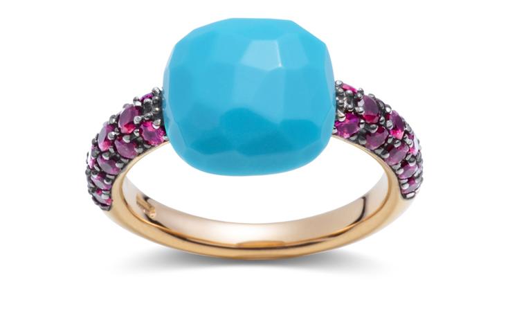 POMELLATO, Capri ring, rose gold with turquoise and rubies. £2,045