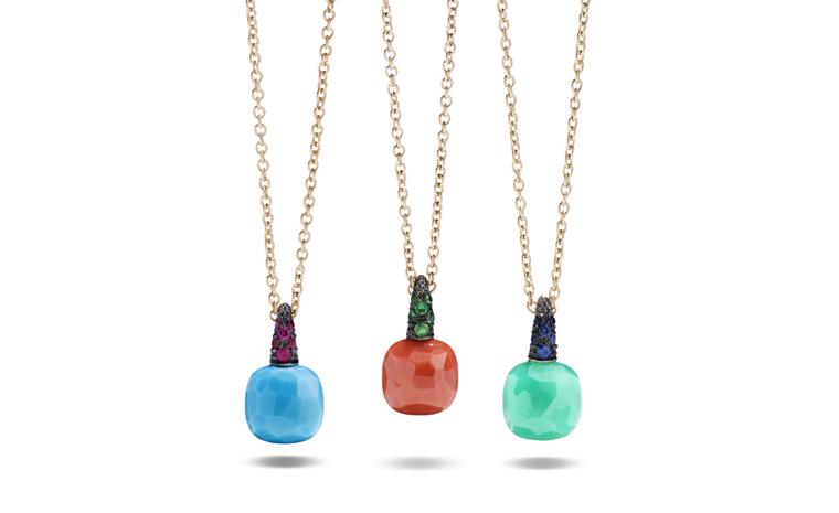 POMELLATO, Capri pendant Rose gold, turquoise and rubies, coral and tsavorites, chrysoprase and blue sapphires. Chain and pendant, starting from £1,340