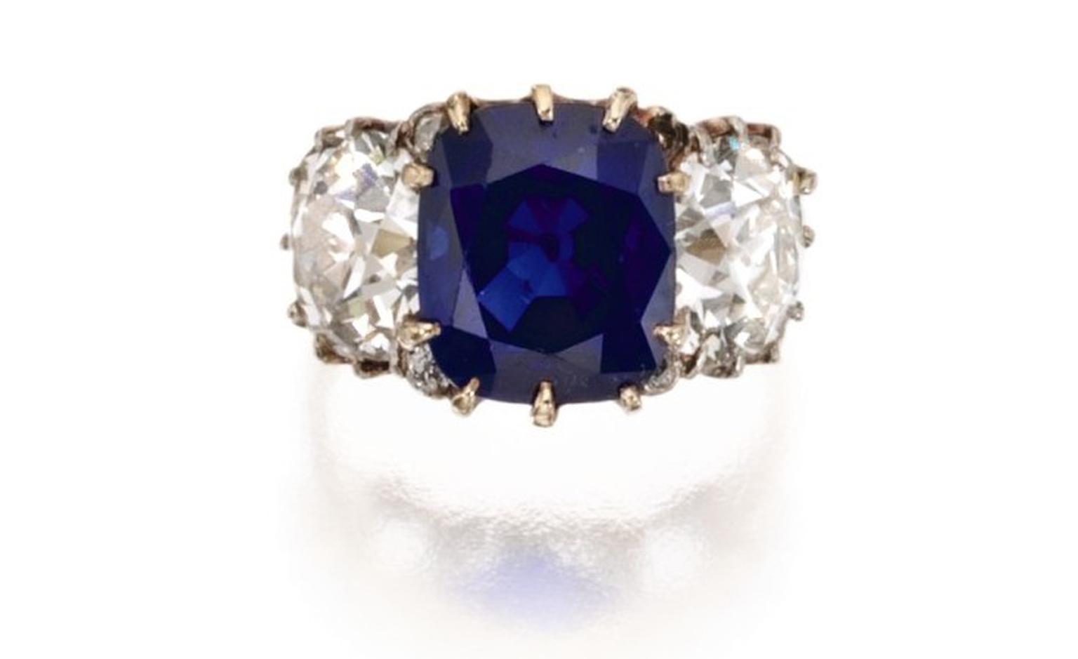 Lot 186 Gold, Platinum, Sapphire and Diamond Ring, Circa 1900 Est. $125/150,000. SOLD FOR 458,500