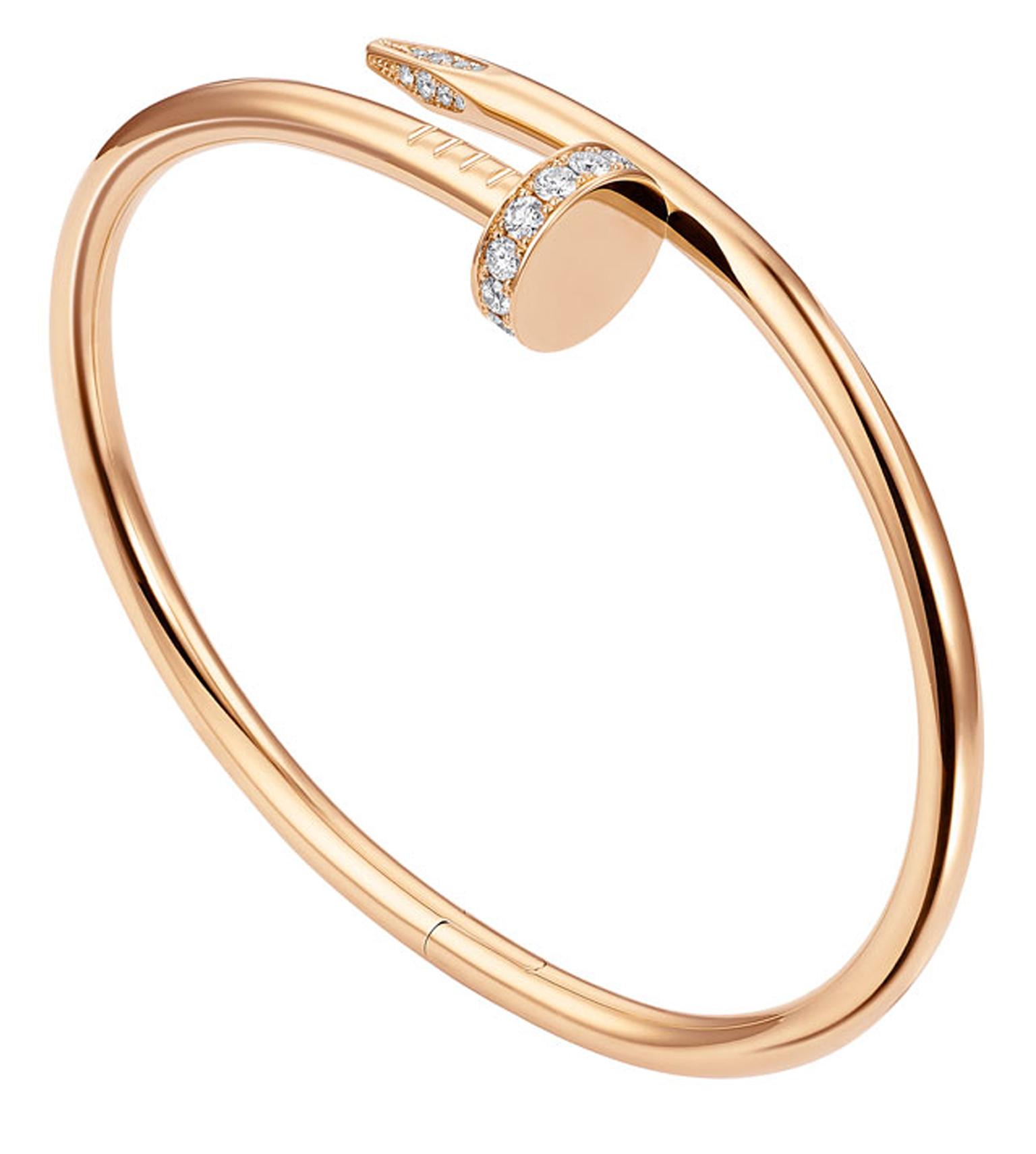 Juste un Clou bracelet in pink gold and pav diamonds Cartier