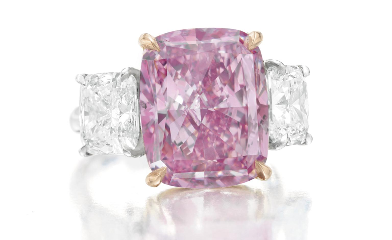 Lot 294, VIVID PURPLE-PINK CUSHION-CUT DIAMOND RING, 10.09 ct. Christie's Images Ltd 2010 Estimate: $12,000,000 - $15,000,000 was not sold.