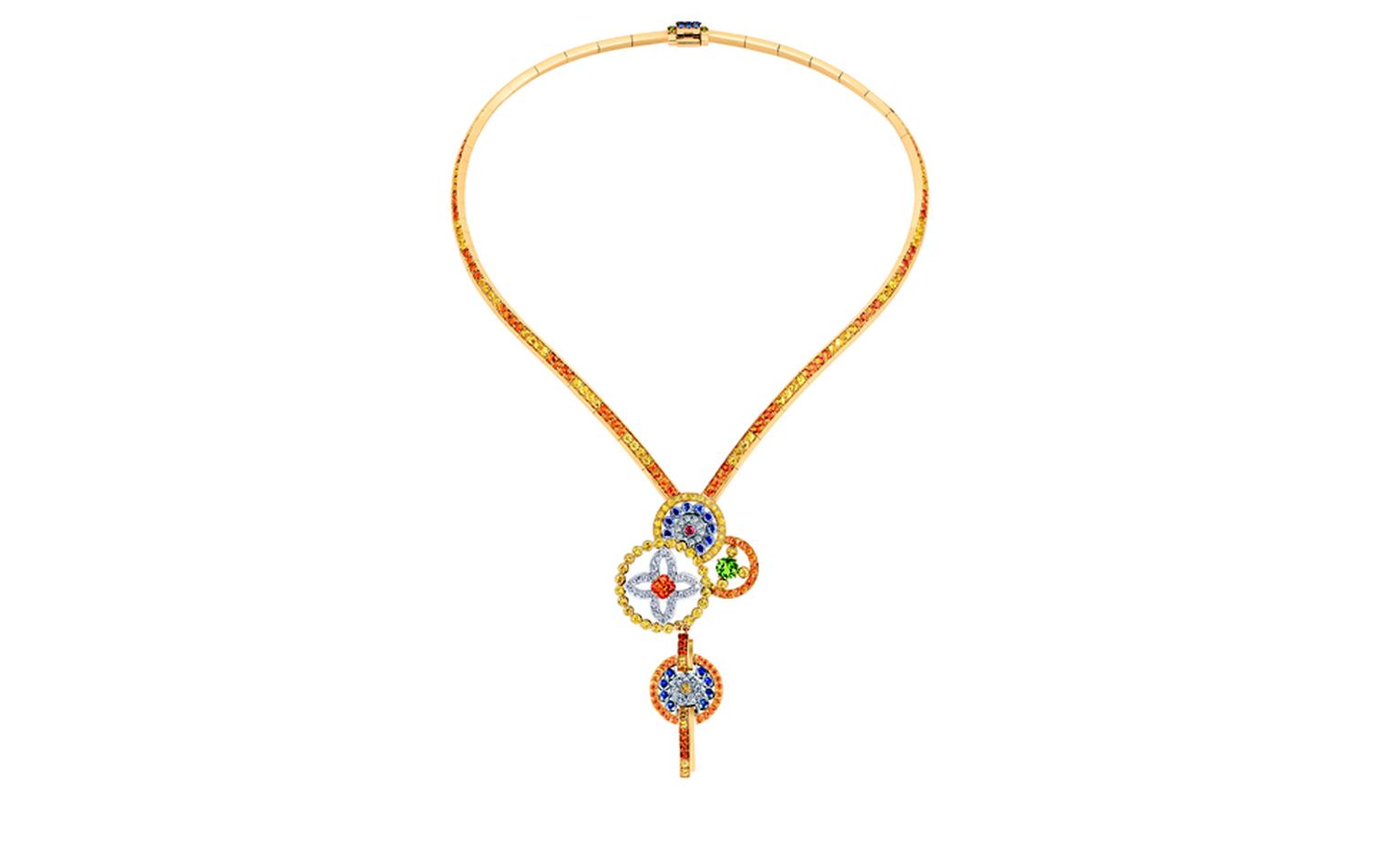 LOUIS VUITTON, Ornament Tribal Necklace, yellow gold, blue, yellow and pink sapphires, spessartite and tsavorite garnets and diamonds. £43,500