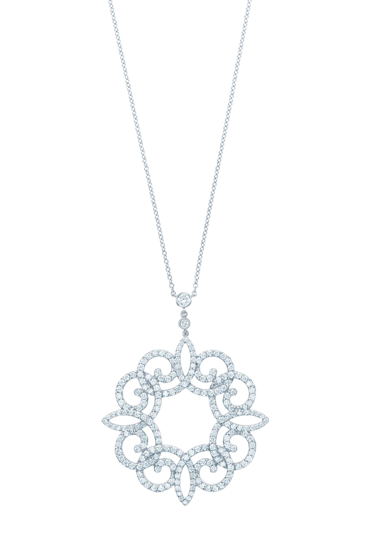 TIFFANY Platinum Diamond Snowflake Pendant Necklace 244116 | FASHIONPHILE