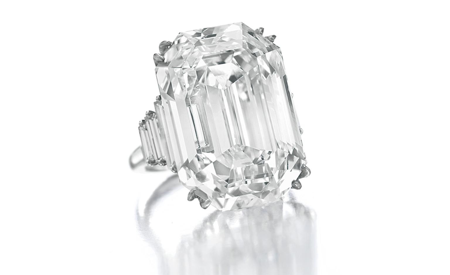 Lot 272 White diamond ring, 37.16 carats. Type IIa stone, D colour and internally flawless. Estimate $4,200,000 to $4,800,000. SOLD FOR $4.450,500. Christie's images Ltd. 2010