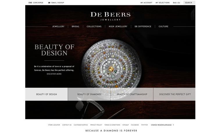 Image from De Beers new website featuring Talisman collection