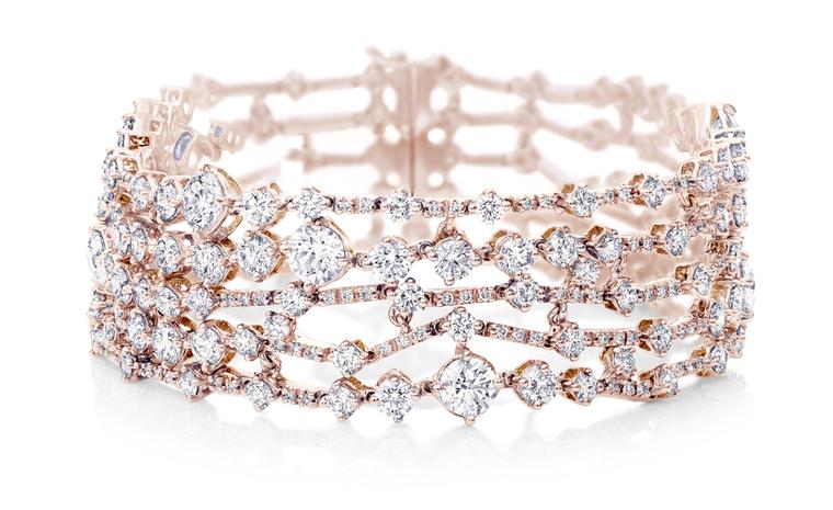 DE BEERS, Arpeggia collection, five-lines bracelet in pink gold. POA