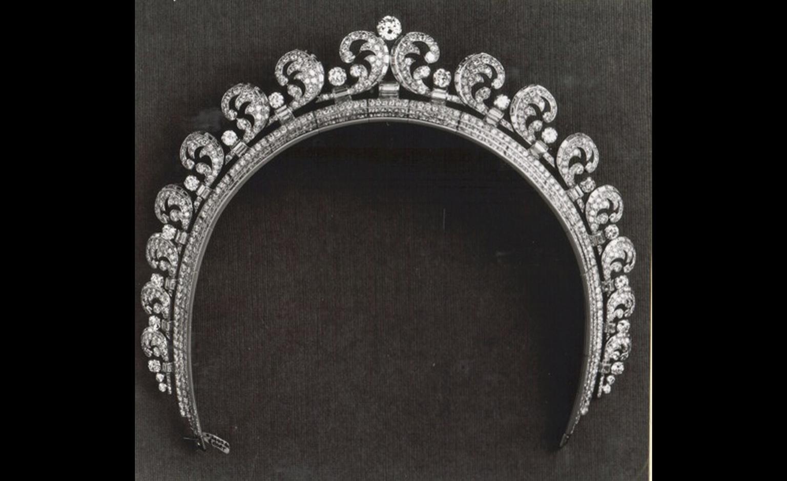 Cartier 1936 Halo tiara as worn by Kate Middleton at her wedding to Prince William. The tiara was made in Cartier's London workshops and includes almost 800 diamonds. Photo: Cartier archives
