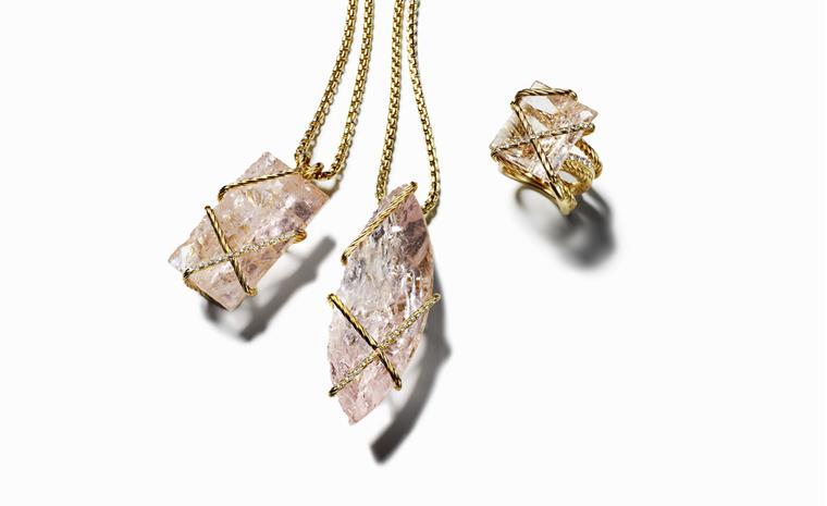 DAVID YURMAN, Morganite Cable Wrap Pendants, POA. Morganite Cable Wrap Ring, $8800