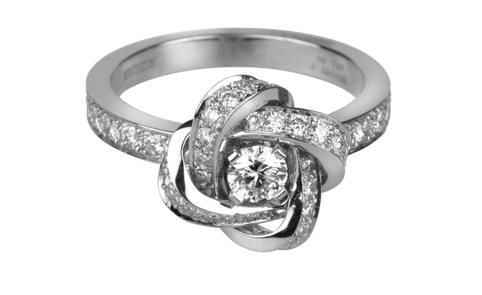 BOUCHERON, Ava Pivoine Ring in white gold paved with diamonds. Price from £2,900