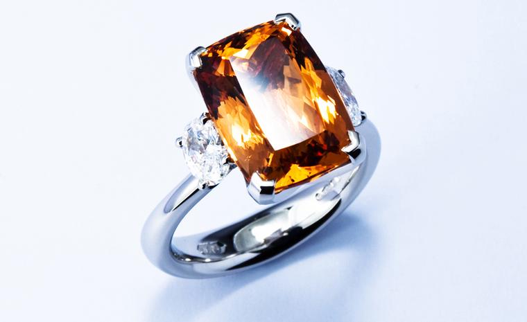 JON DIBBEN, Precious topaz and diamond ring