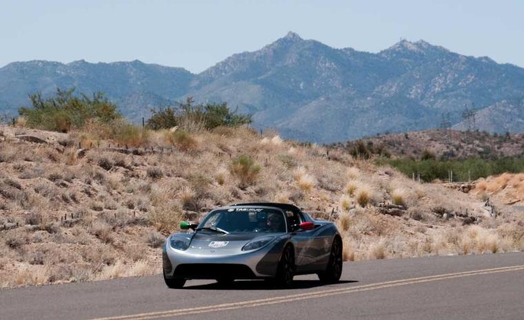 The TAG Heuer Tesla Roadster on its round the world trip.