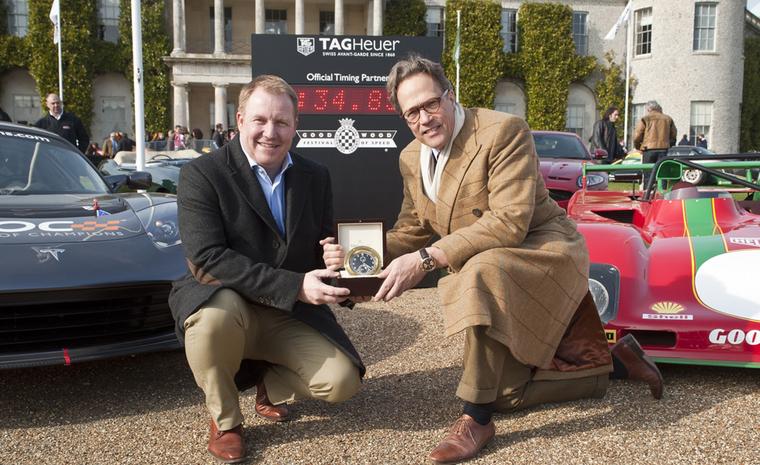 TAG Heuer's Rob Diver and Lord March at Goodwood House.