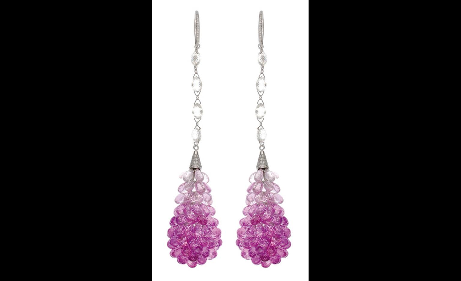 Chopard briolette sapphire earrings that Anne Hathaway wore to the White Tie and Tiara ball 2011