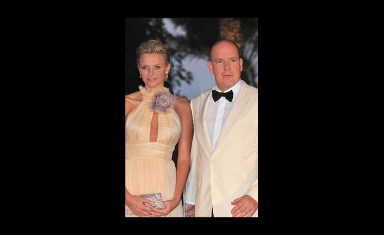 Charlene Wittstock with Prince Albert II, looking glamorous and once again, low key on the jewellery. Photo: Prince's Palace of Monaco