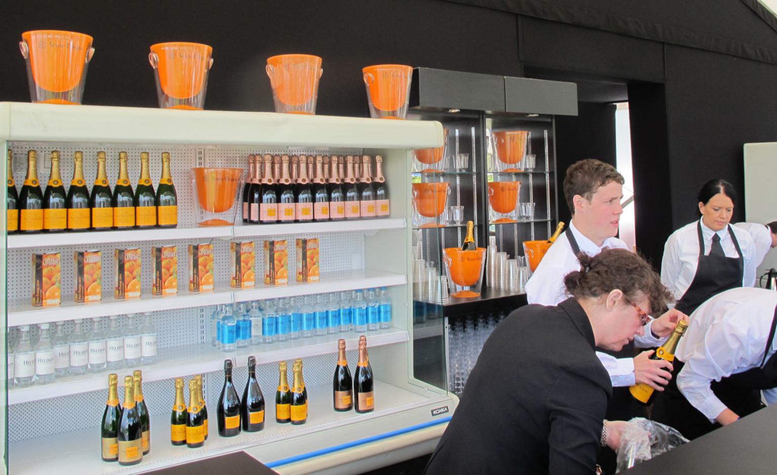 The Veuve Clicquot refreshment stand.