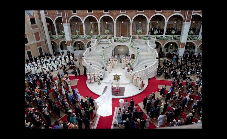 Bird's eye view of the religious marriage ceremony of Prince Albert II to Princess Charlene. Photo: Prince's Palace of Monaco