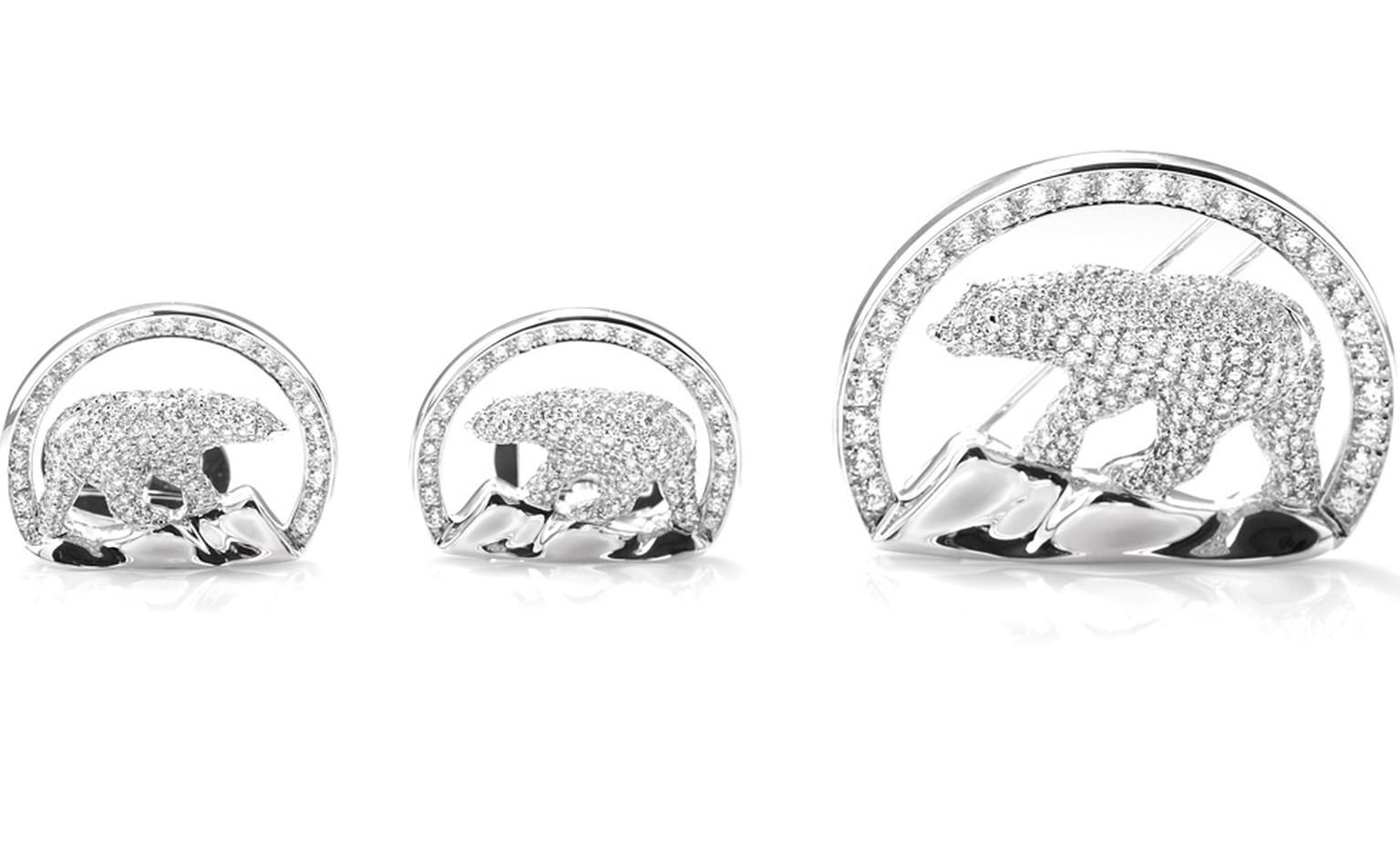 Harry Winston donated the diamonds from the Diavik mine in the Northwest Territories and made the jewels featuring the region's  logo of a polar bear.