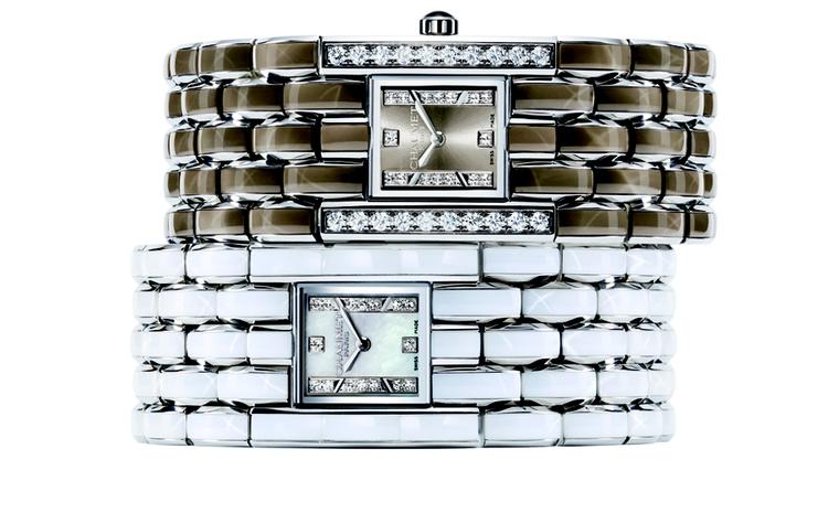 CHAUMET. Khesis Crystal Cuff Lumière and Khesis Crystal Manchette Perle watches. POA