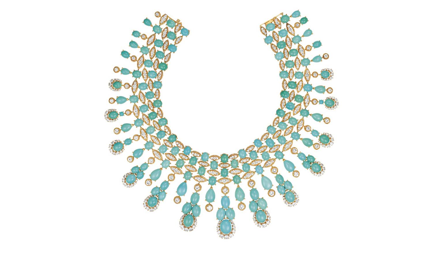 Van Cleef & Arpels Panka necklace. Gold, diamonds & turquoise, 1974. Worn by Eva Mendes.