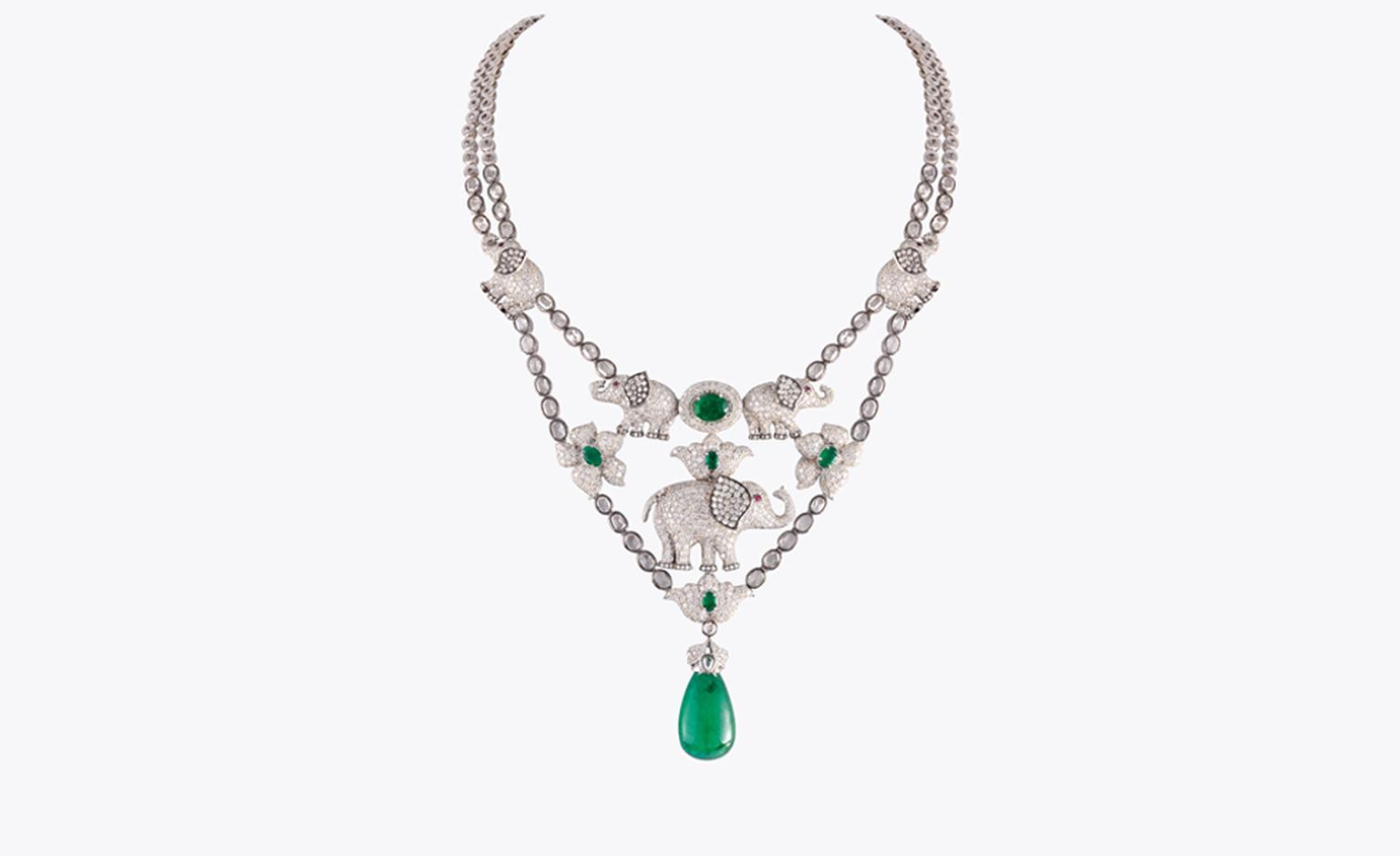 KHANNA JEWELLERS ZAMBIAN EMERALD NECKLACE