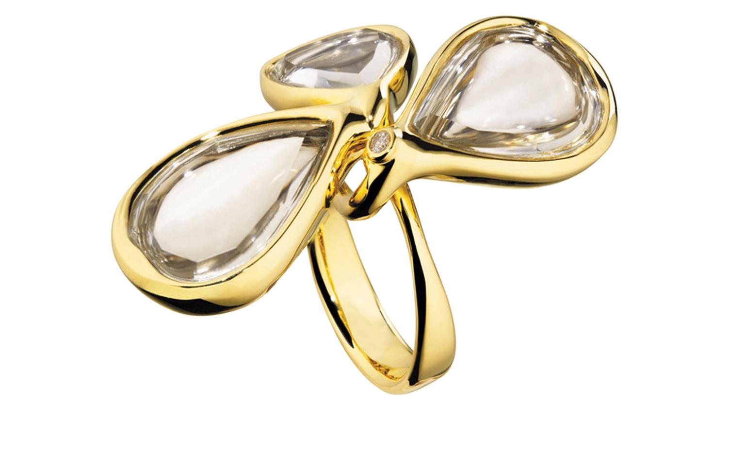 Diane von Furstenberg by H Stern. Sutras bold Ring in yellow gold, rock crytal and a diamond. Price from £5,500