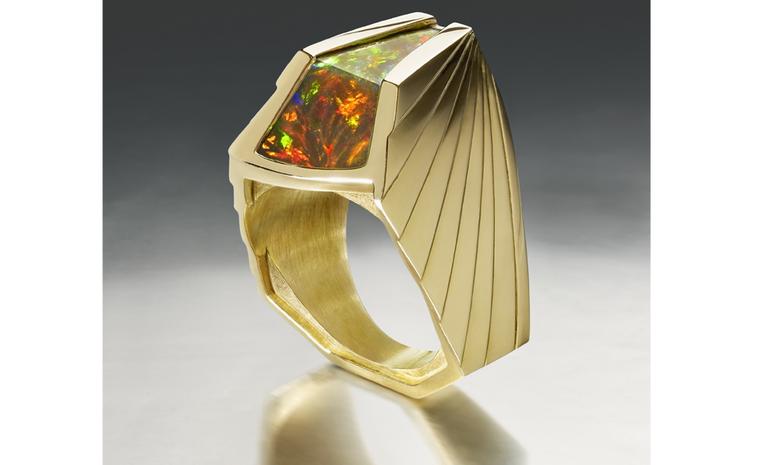 Ornella Iannuzzi: AXUM Ring. Made with a 7cts hand-carved Wello opal set in 18k gold. Unique piece. from £5,500.
