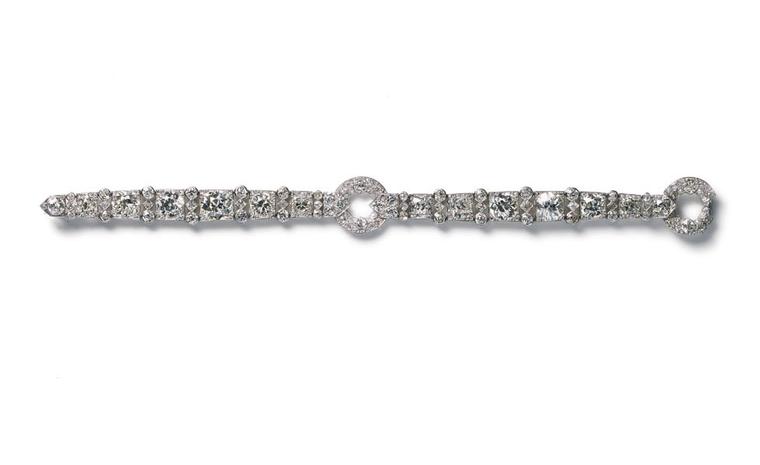 1923 Cartier Paris diamond bracelet made as a special commission and now worn by Madonna and on the set of W.E.
