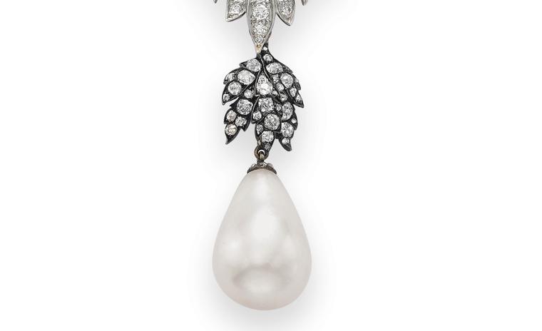 Close up of La Peregrina one of the most important historic pearls. Prince Philip II of Spain was among the first recorded owners of the pearl and it later passed on to the Spanish queens Margarita and Isabel, who  wore the pearl in 17th century...