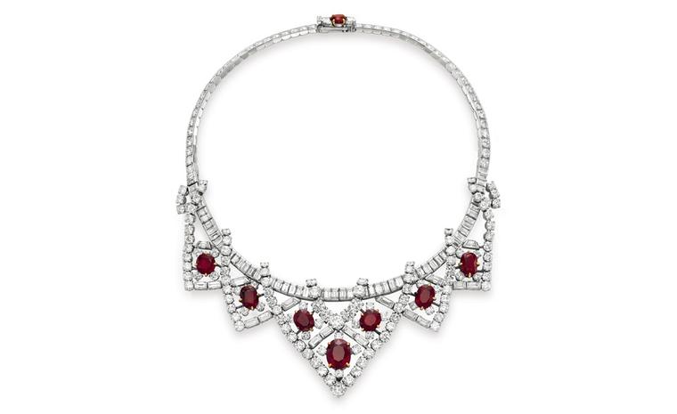 A Suite of Ruby and Diamond Jewelry, by Cartier Gift from her husband Mike Todd, August 1957 Necklace Estimate: $200,000 – 300,000