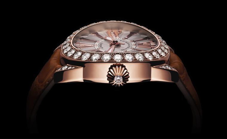 Backes & Strauss. The Piccadilly 40. Rose gold and diamonds. Tan alligator skin strap. Price from £64,290.00